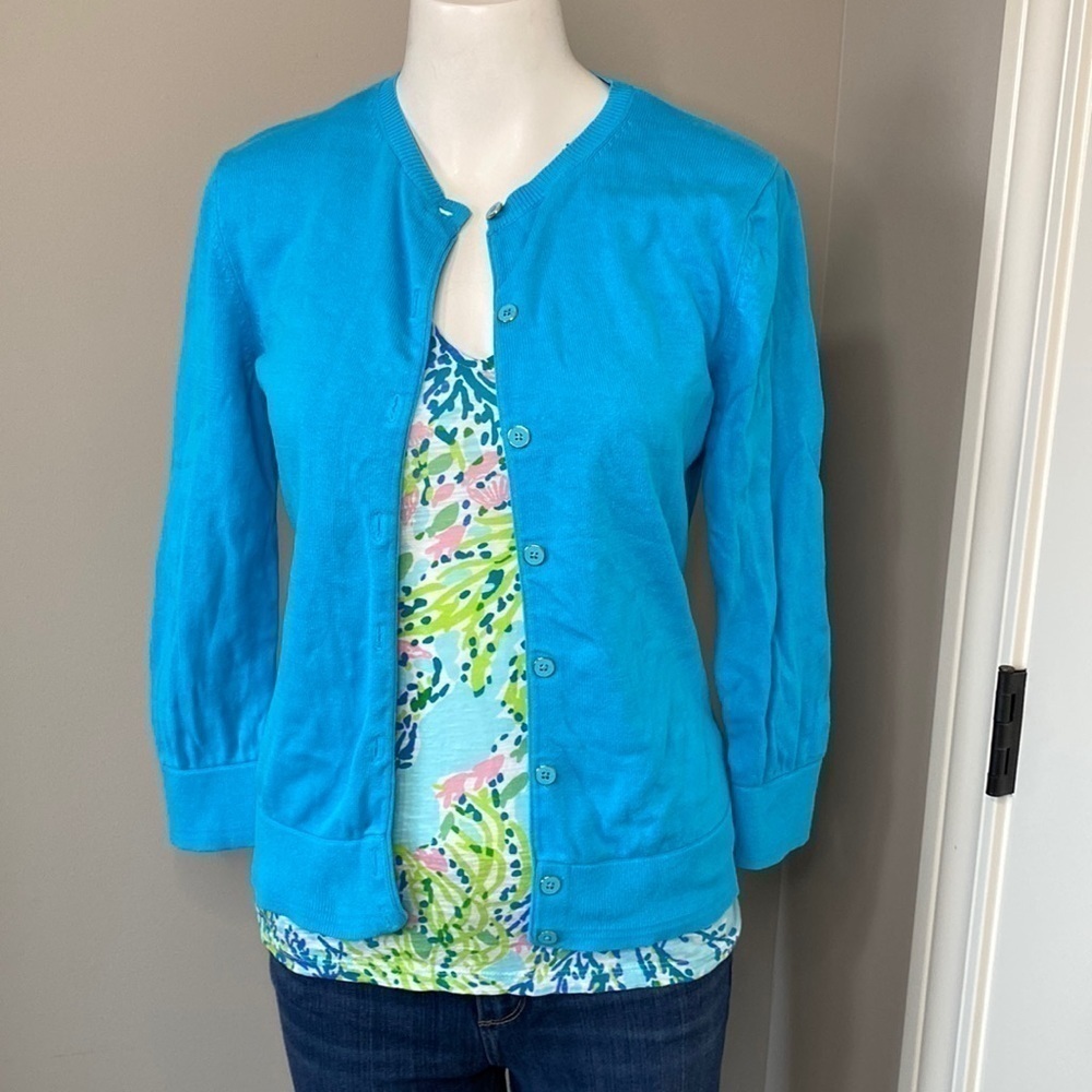 Lilly Pulitzer Blue Button Up Cardigan Size XS